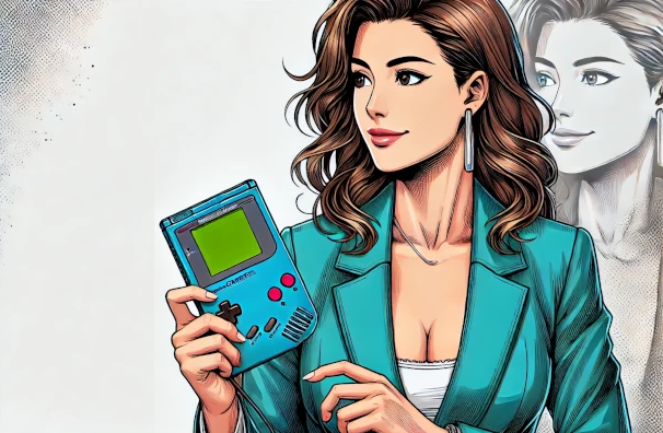 Hannah von dein-arbeitszeugnis.de hält einen kreativen Gameboy in der Hand